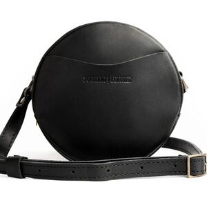 Portland Leather Classic Black Circle Crossbody Bag